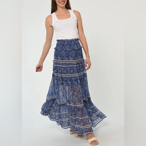 Love The Label Dresses & Skirts - NWOT Anthropologie Love the Label Blue and White Raquel Skirt in Arabesque XS